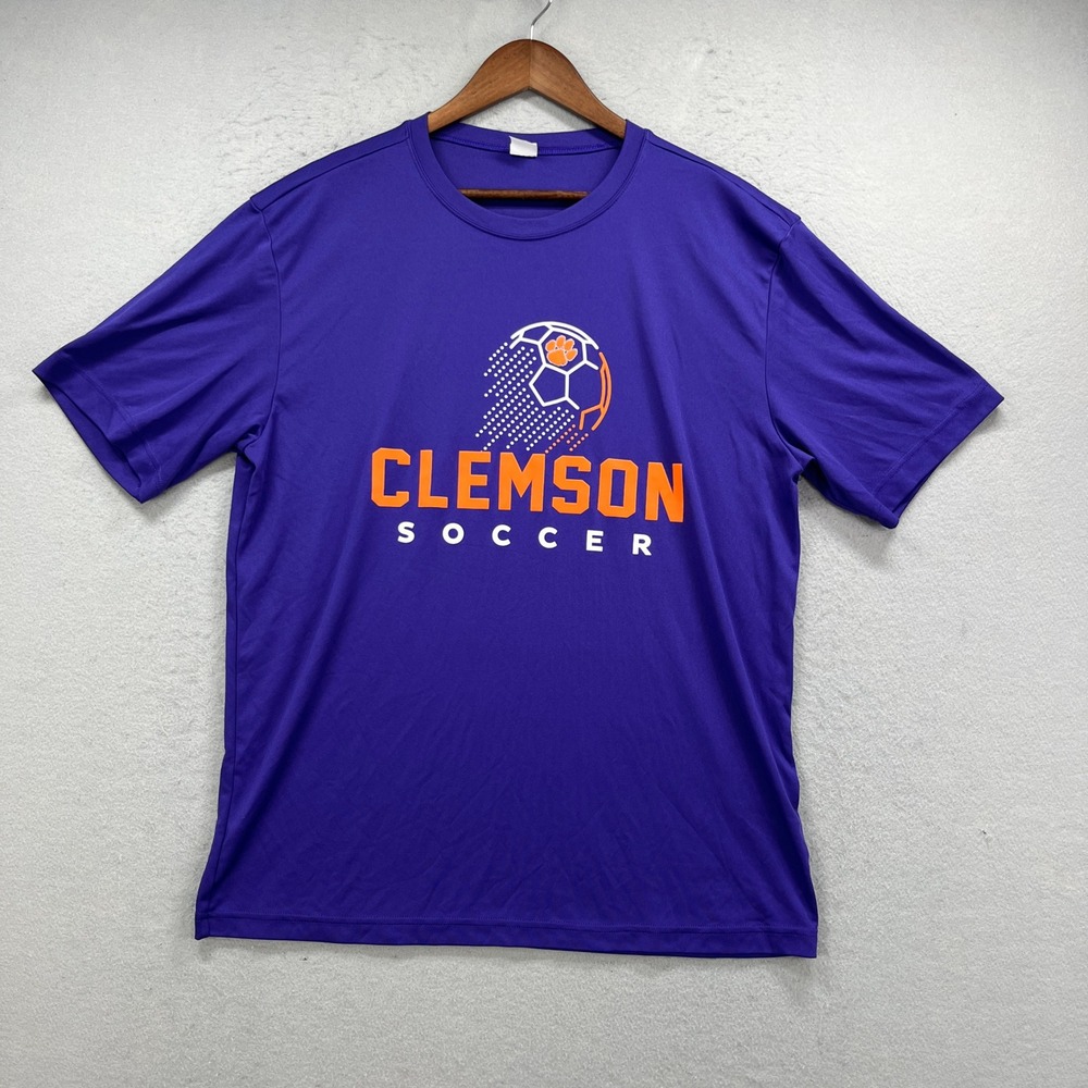 Clemson Tigers Soccer Shirt Mens Large Purple Graphic Performance Tee College